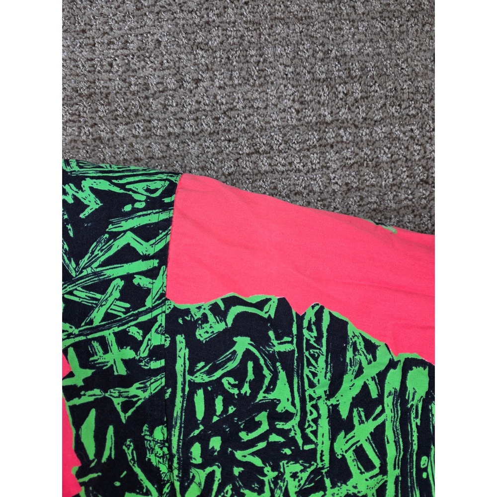 Vintage Quiksilver Mens Neon Pink Green Abstract Print Full Zip Jacket XL Puffer - Picture 15 of 16